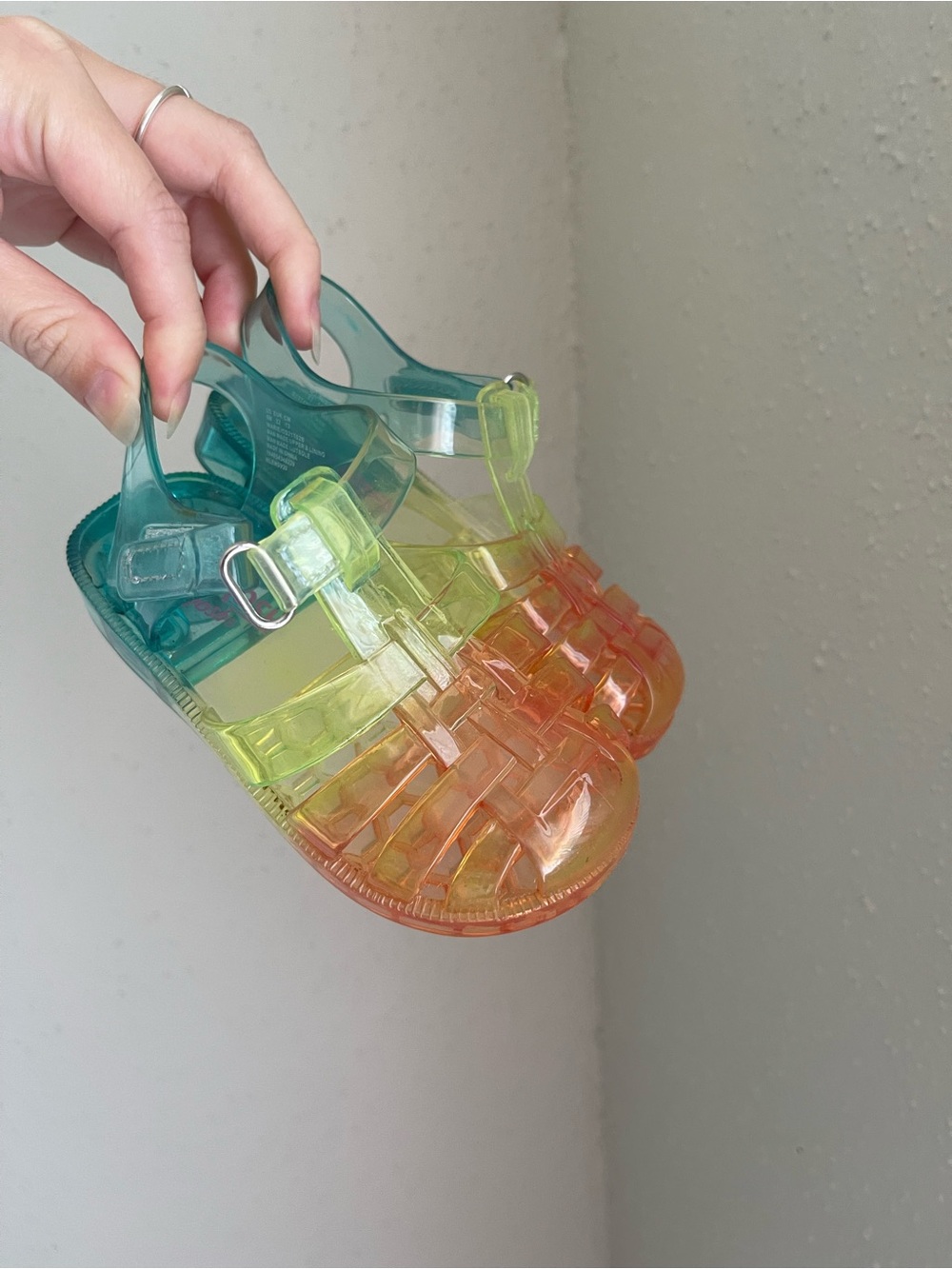 Oshkosh Kids Rainbow Jelly Sandals - Teal, Yellow & Orange